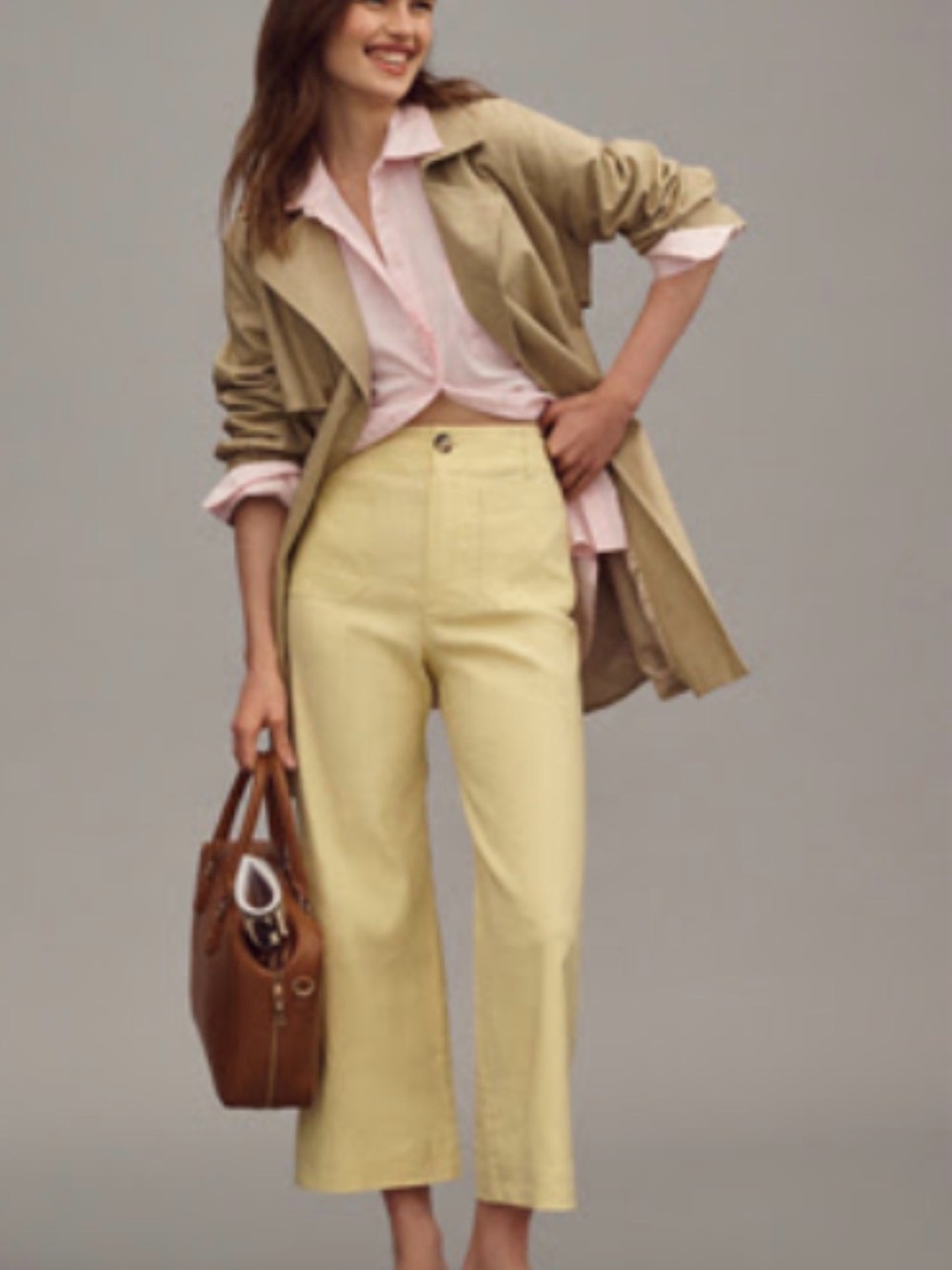 Anthropologie Colette Cropped Pants in Butter Yellow 28 Magic Fabric